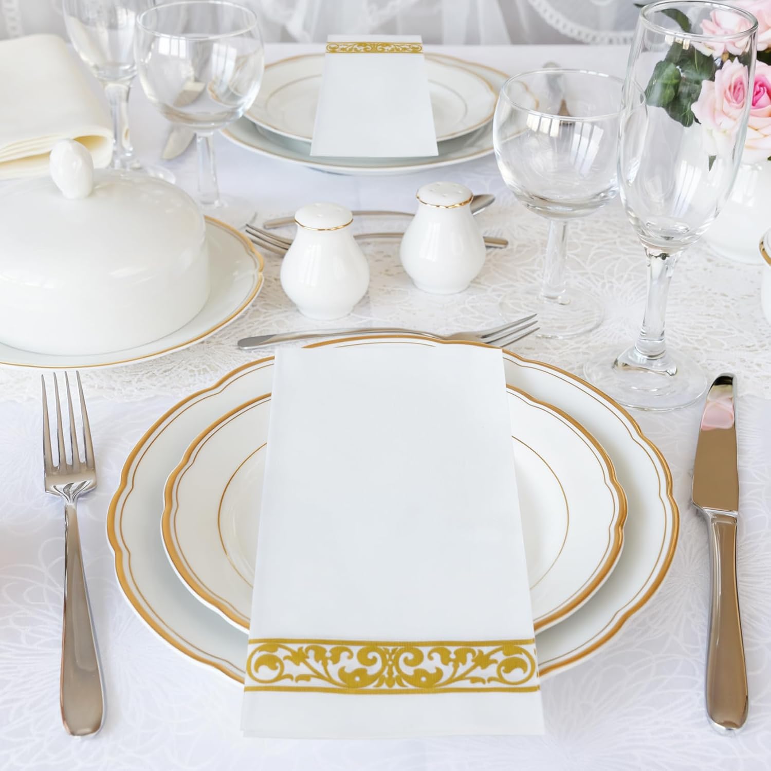 100 Pack Disposable Bathroom Napkins, 12" x 17" Linen-Feel Soft and Absorbent Paper Guest Towels, Dinner Napkins Hand Towels for Kitchen, Parties,Weddings,Event - Image 6