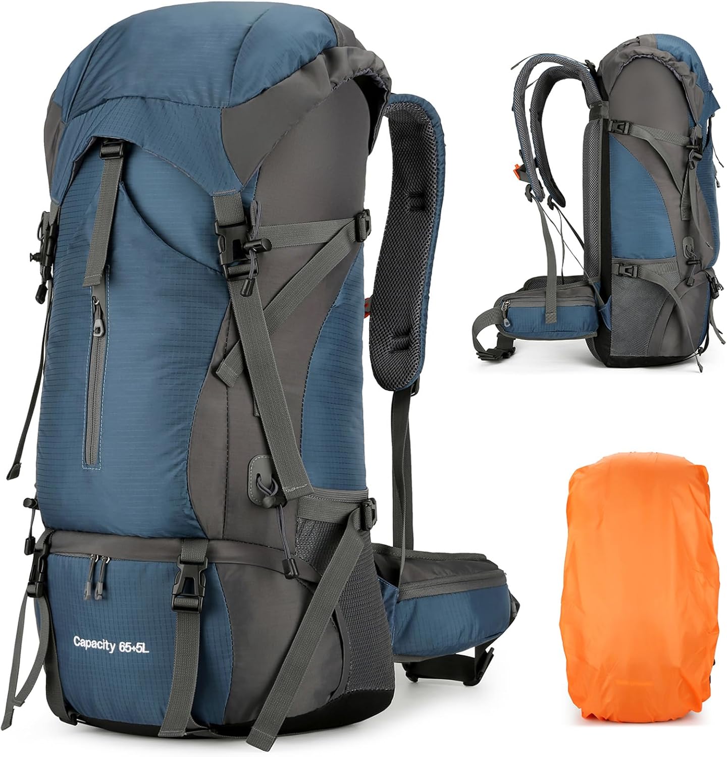 Durable 70L Hiking Camping Backpack with Waterproof Rain Cover, Lightweight Outdoor Sport Travel Daypack 65L+5L Rucksack for Climbing Touring Ultralight High-Capacity for Men and Women Durable 70L Hiking Camping Backpack with Waterproof Rain Cover, Lightweight Outdoor Sport Travel Daypack 65L+5L Rucksack for Climbing Touring Ultralight High-Capacity for Men and Women