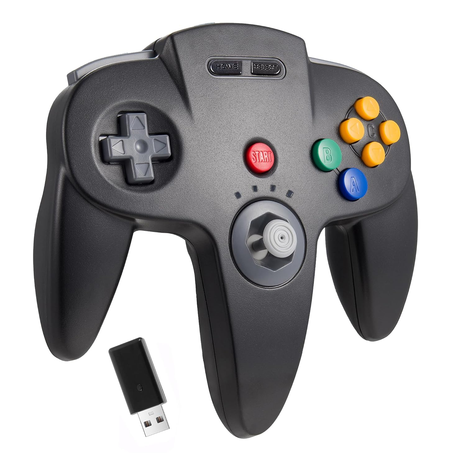 KIWITATA N64 Wireless USB Controller for Switch/Switch 2, 2.4ghz Wireless N64 Remote Joystick Controller for Switch Online Games, MAC, PC Windows 7,8,10,11/Raspberry Pi 3 Black
