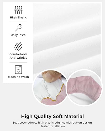 Miniatura 5 de Vandarllin Funda para silla de oficina, color oro blanco, rosa, elástico, universal, para computadora, escritorio, ágata de mármol abstracto,