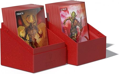 Miniatura 8 de Ultimate Guard RTE Boulder 100+, estuche para 100 tarjetas TCG de doble funda, color rojo, 97% renovable, fabricado en Alemania, almacenamiento