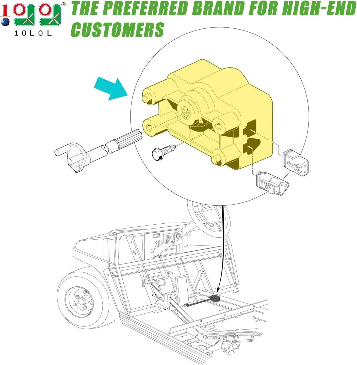 10L0L Golf Cart MCOR Throttle Potentiometer Accelerator 102101101 for Club Car DS & Carryall 2001-2011 Electric Models Motor Controller Output Regulator OEM 1021011-01
