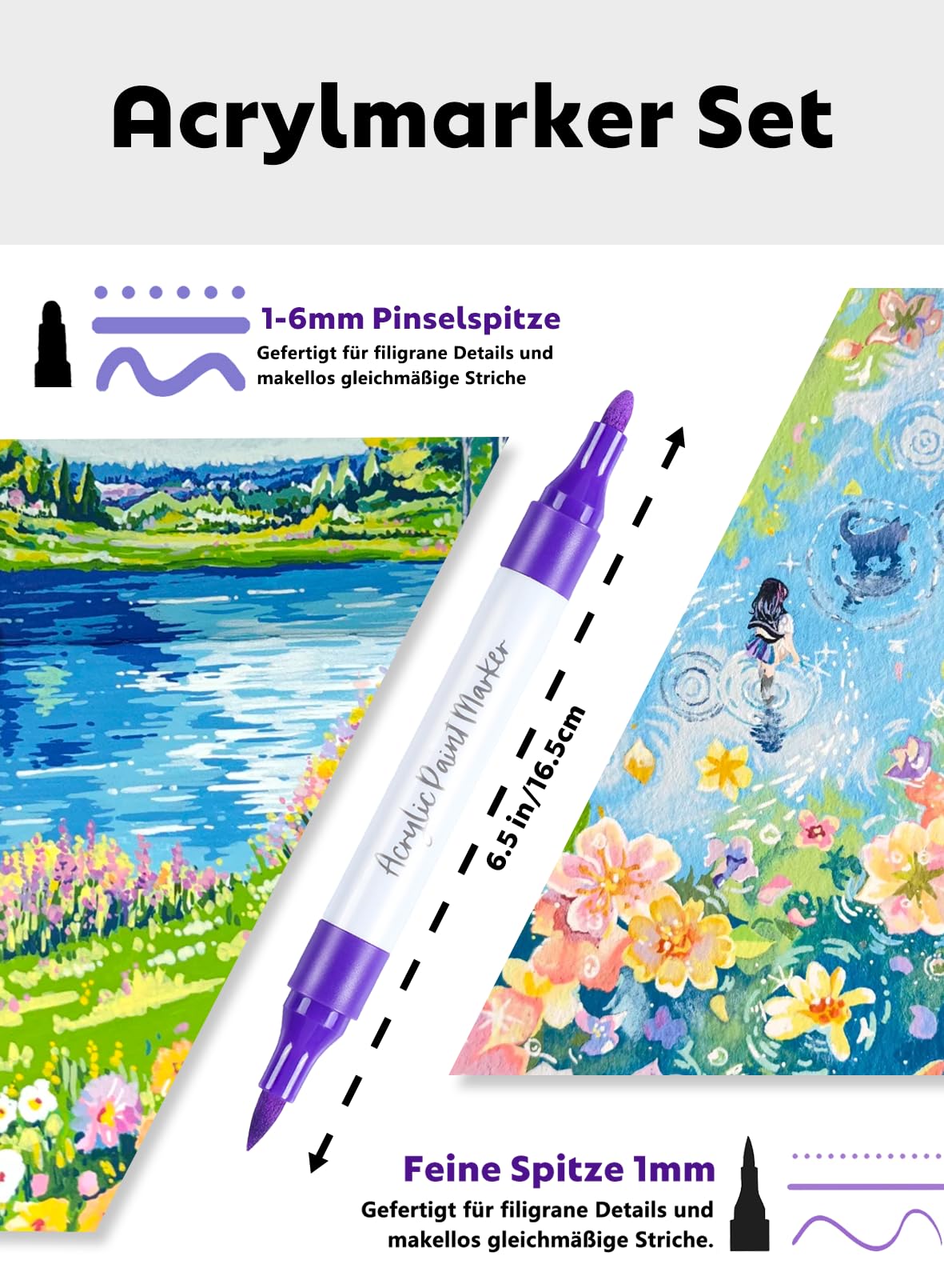 ‌120 Farben Nummerierte Acrylstifte Set mit App Acrylic Marker Doppelspitze | Vielseitig einsetzbar | Starke Deckkraft | Farbecht | Wasserfest | Acrylmarker für Erwachsene, Eier, Holz, Stein, Leinwand