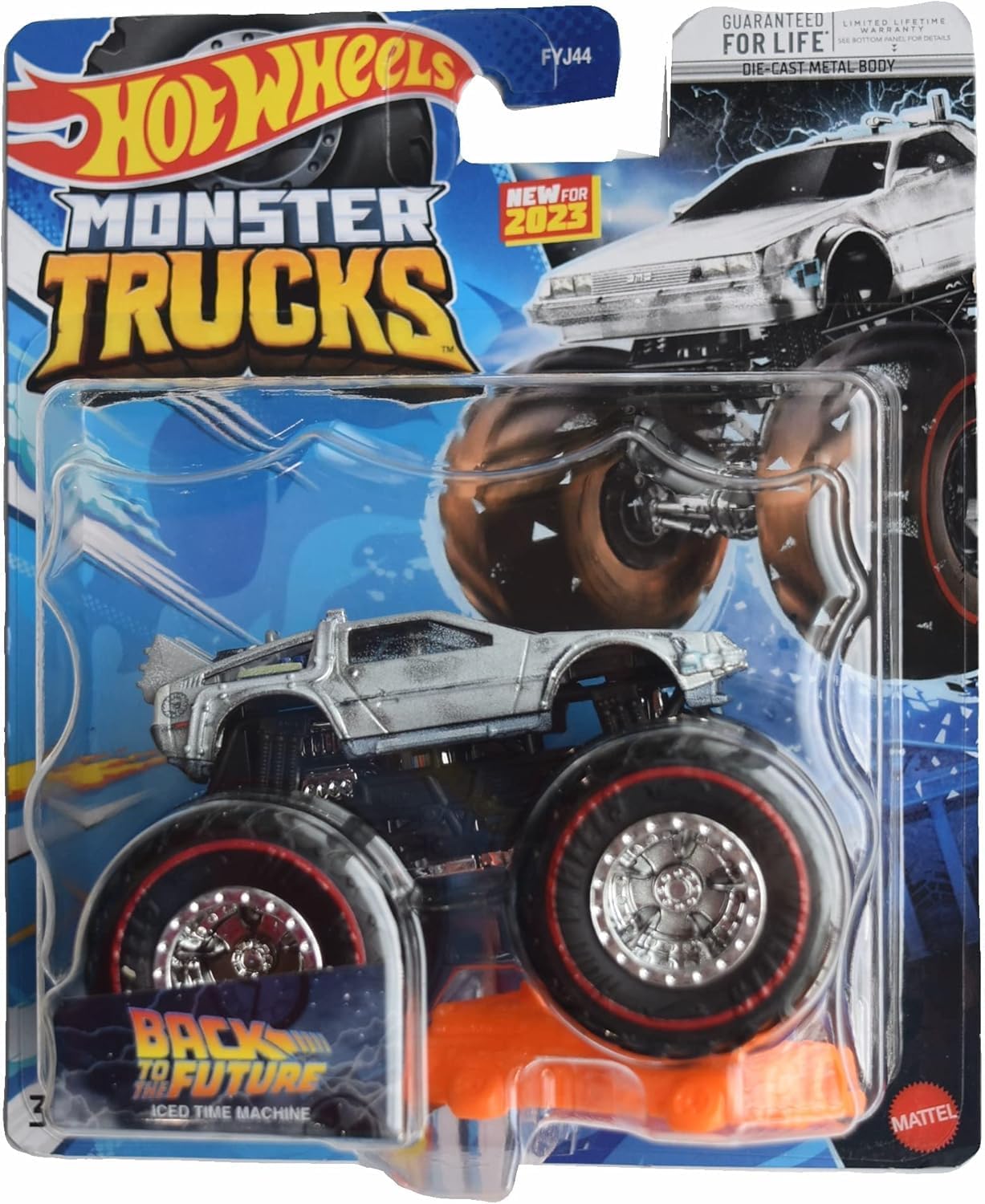 Hot Wheels Monster Trucks Back to The Future Iced Time Machine, Connect and Crashe 2023 Treasure Hunt