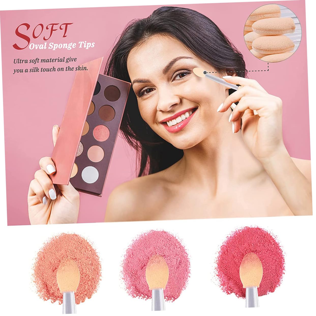 Beatifufu 50pcs Double-ended Eyeshadow Stick Makeup Brushes Disposable Latex Sponge Applicators for Eye Lip and Face Makeup