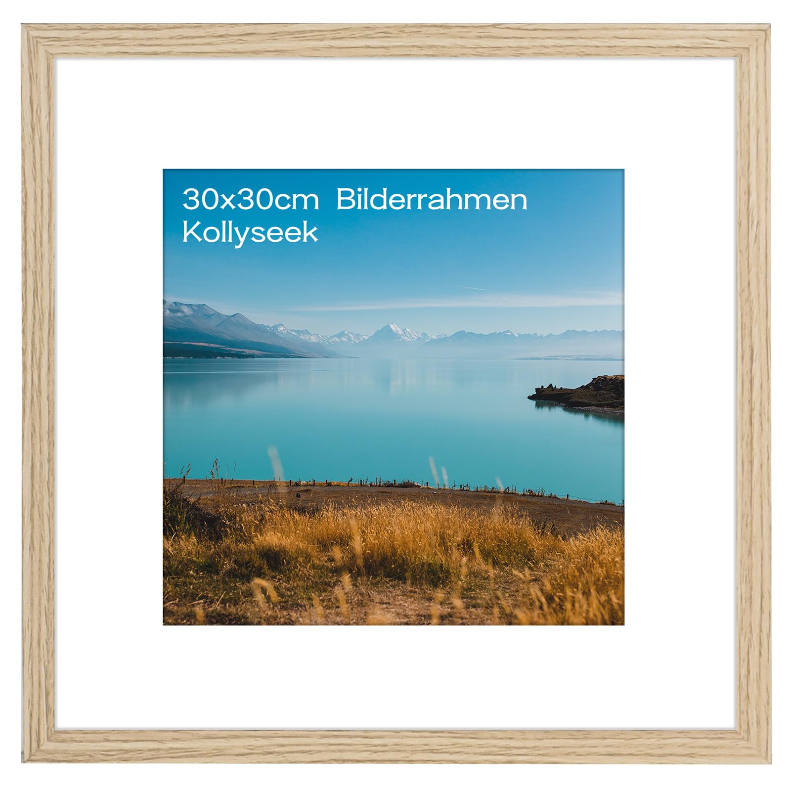 kollyseek 30x30cm MDF Picture Frame with Acrylic Glass and Natural Mount 12x12 in Display Photo Frame Decorative Poster Frame with Wood for Desktop/Wall Mounting (Natural)