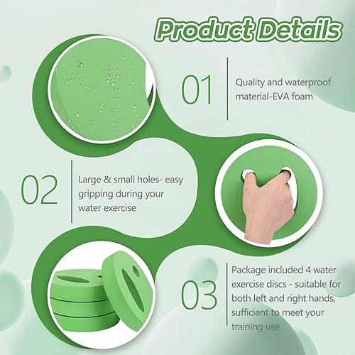 Miniatura 4 de 4 discos de ejercicio acuático de mano, resistentes a la piscina, pesas de agua, espuma EVA, juego de aeróbicos acuáticos para ejercicio acuático,