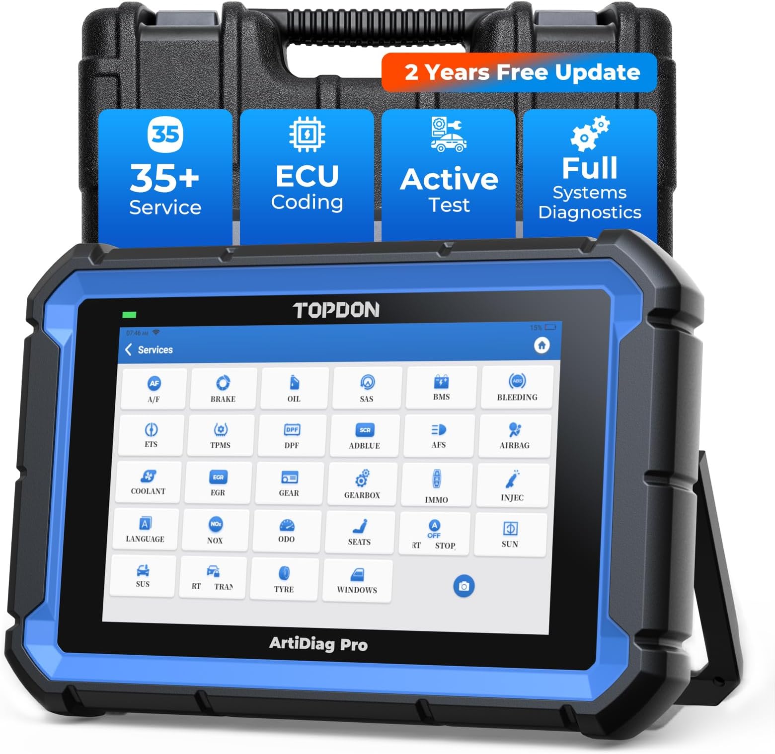 ArtiDiag Pro Car Diagnostic Tool, Bi-Directional Control, ECU/Online Coding & OE-Level Full Systems Diagnosis for 100+ Brands, 35+Maintenance Services OBD2 Scanner, 2-Year Free Update