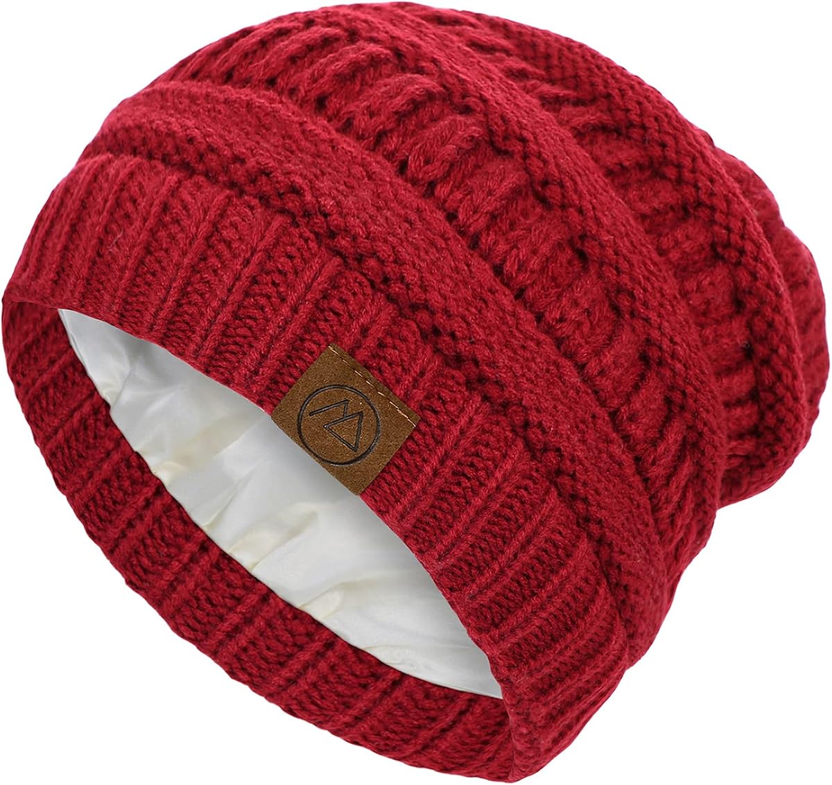 Gorros Mujer Gorro con Forro de Satén Gorros de Invierno para Mujer Gorro Holgado con Forro de Seda para Invierno Gorro de Punto cálido con puños