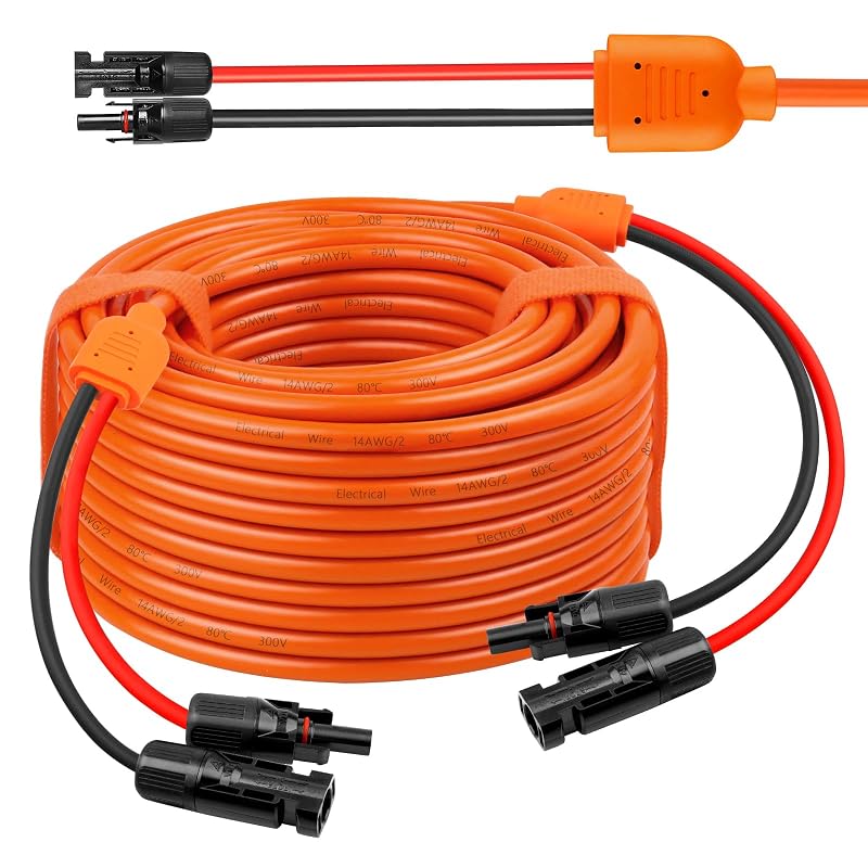 Cabo de extensão para painel solar MOOKEERF 22,9 m, 10AWG + 14AWG, conectores MC4 macho e fêmea IP68, MOOKEERF