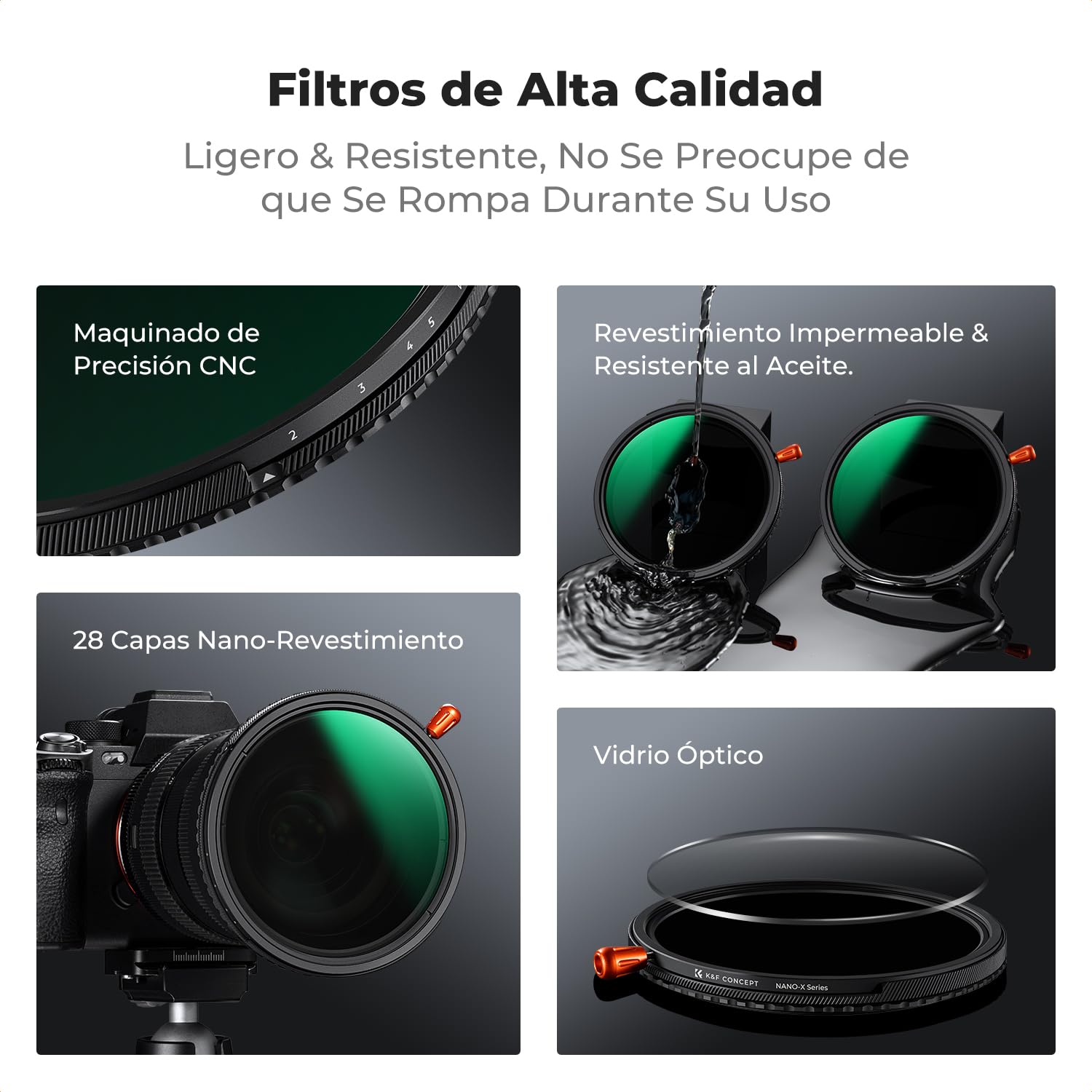 K&F CONCEPT Nano-Xcel 82MM Filtro Variable ND2-32 & Black-Mist 1/4 & Polarizador 3 EN 1 Función,ND2-32 Densidad Neutra & CPL & Black Difusión 1/4 Filtro con Paño de Limpieza