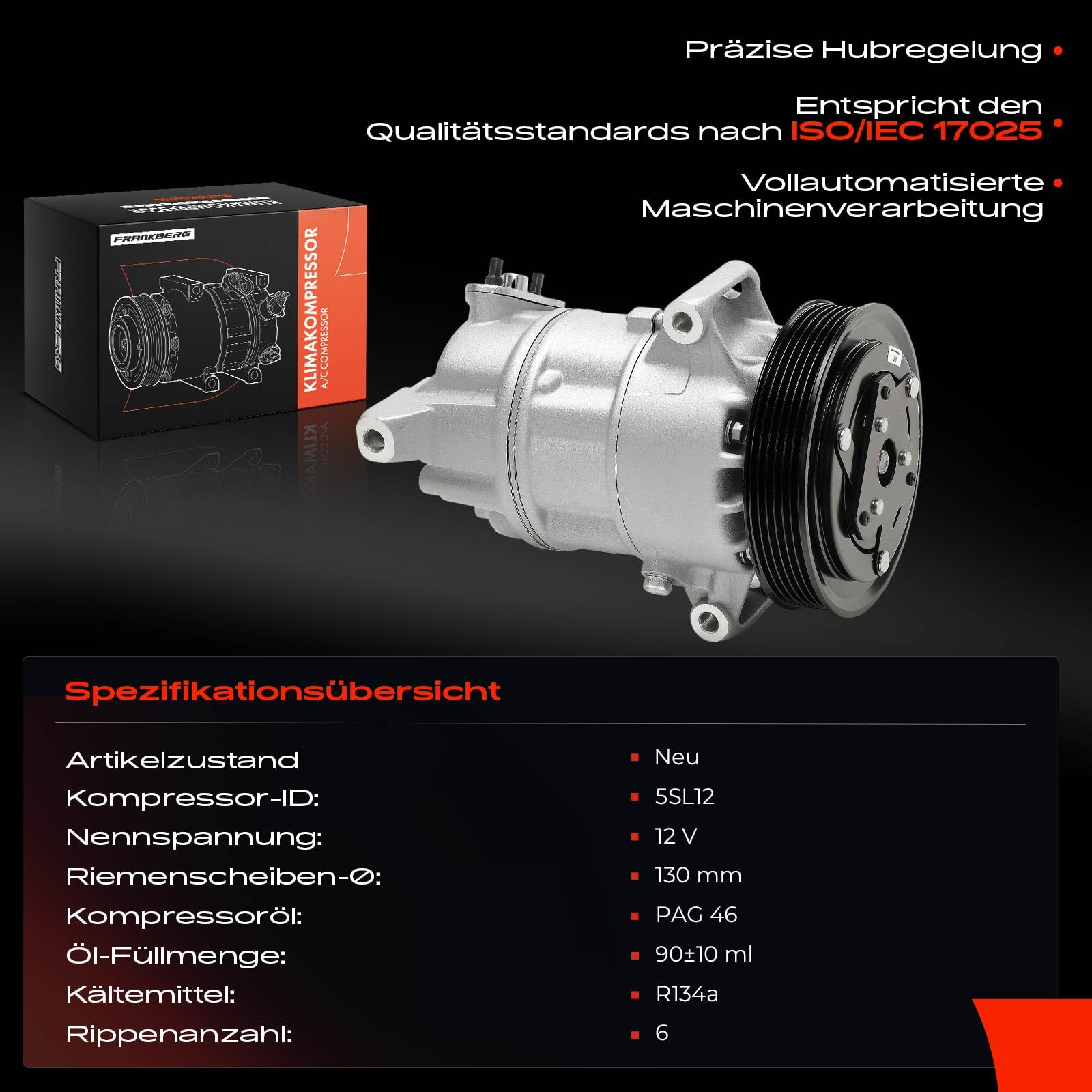 Compressore Aria Condizionata Per Alfa Romeo Giulietta E Tipo 356 Diesel - Ricambio Originale 50509535 Con Olio PAG46 Già Incluso - Foto 4