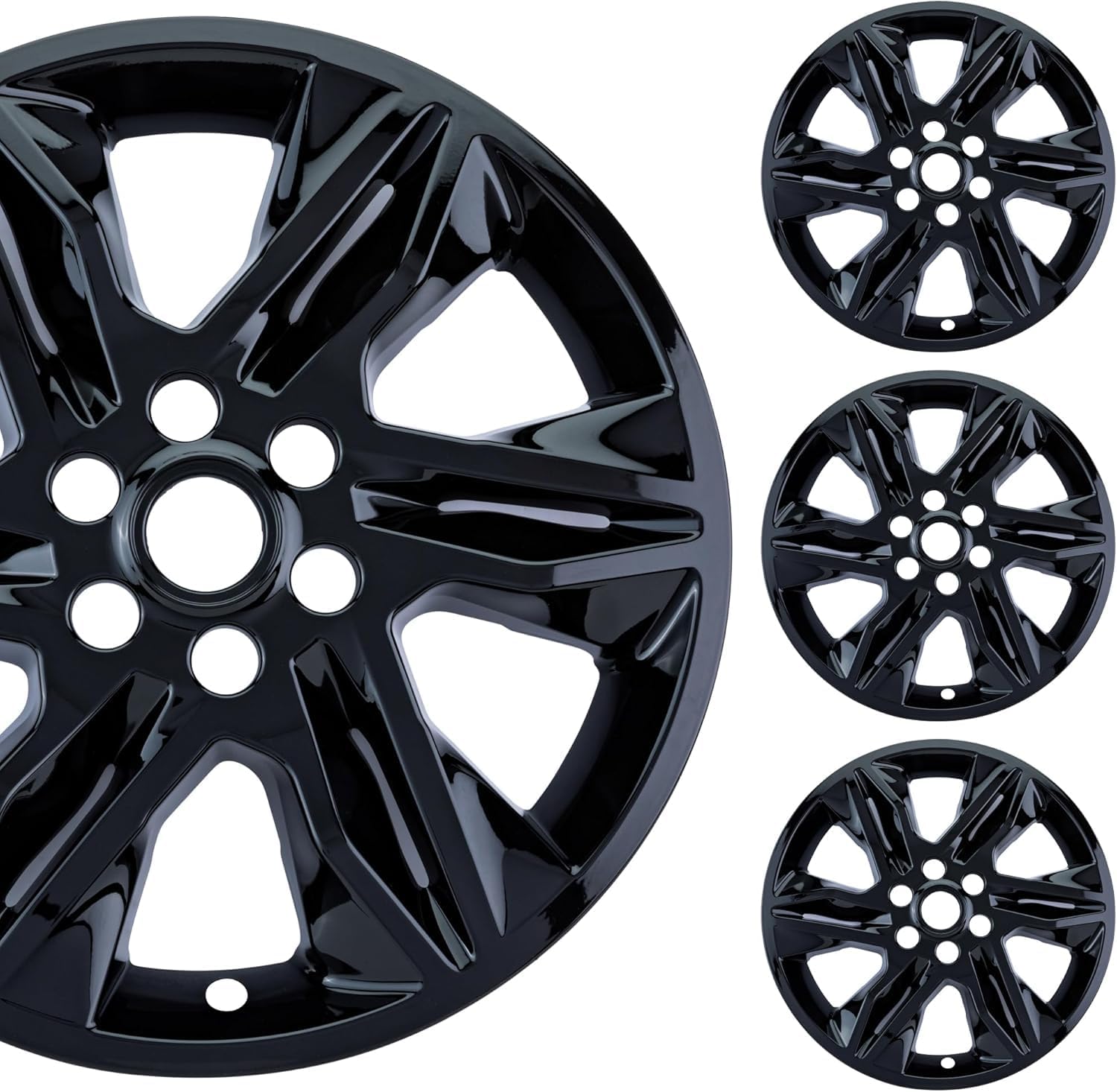 18 inch Hubcap Wheel Skins Cover for 2019-2022 Chevy Blazer L & LT, ABS Plastic Rim Covers (Set of 4) for 19-22 Chevy Blazer Alloy Wheel - 18in, Glossy Black