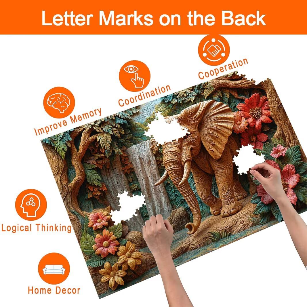 Puzzle Elefant, Puzzle 1000 Teile Erwachsene, Klassische Puzzles -8663