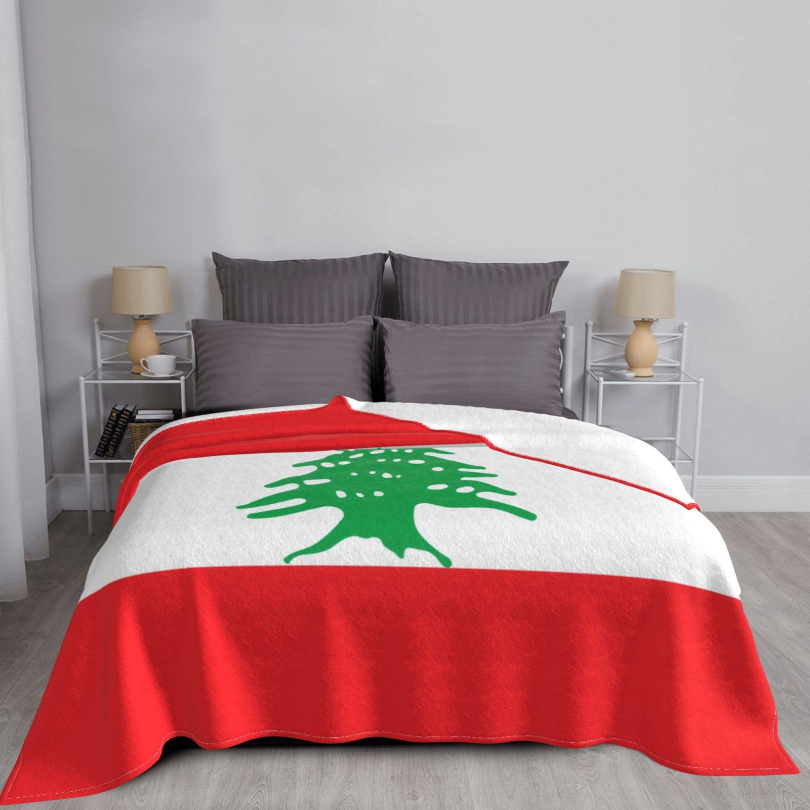 Manta de viaje portátil de 80 x 60 pulgadas, suave, resistente a las arrugas, plegable, exquisita bandera del Líbano