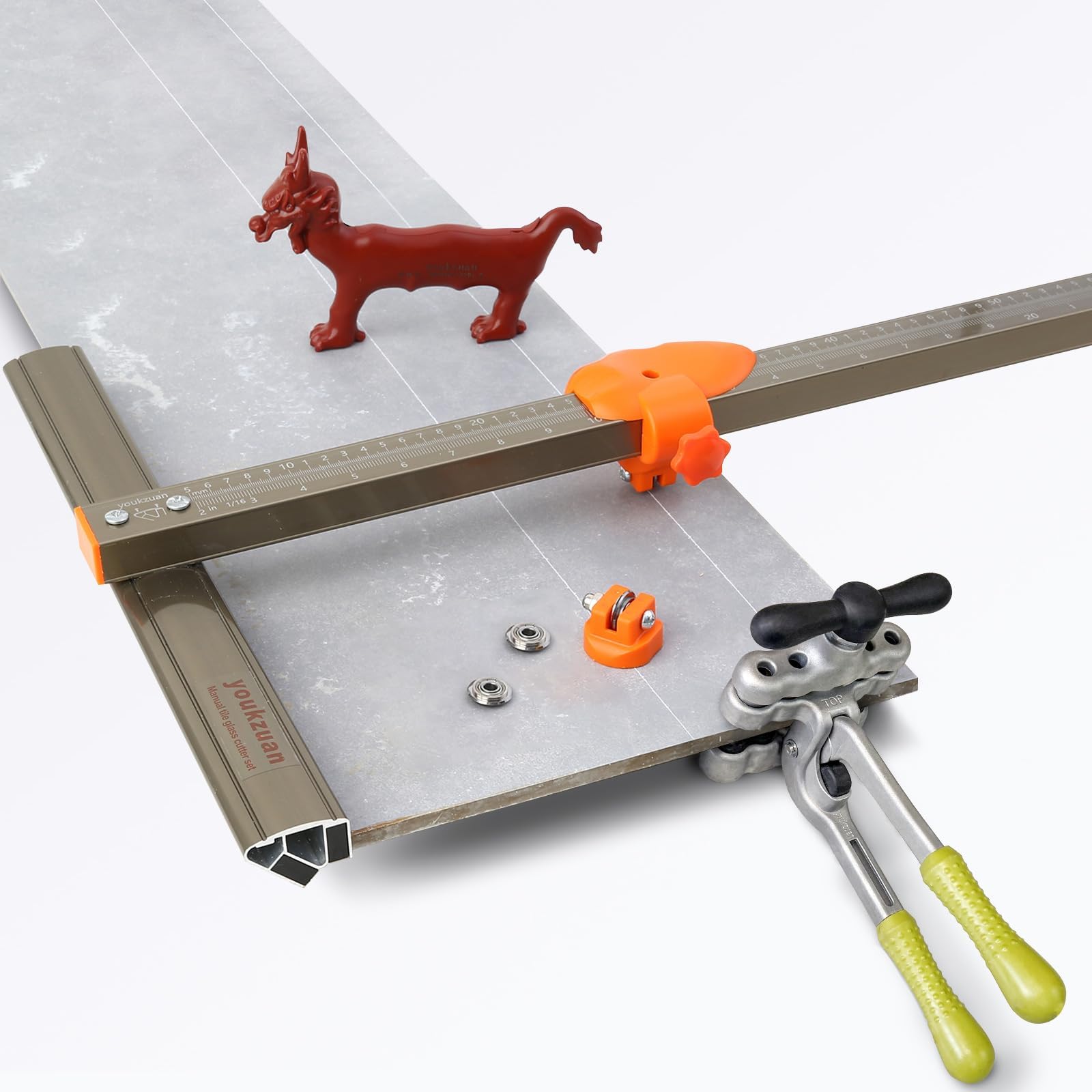 Professional Porcelain Ceramic Manual Tile Cutter,Glass Cutter Tool Kit with Large Tile Cutter,Tile Pliers,Shaped Glass Cutter,8Pcs Cutting Heads & 2Pcs Cutting Wheels Work Easy and Portable