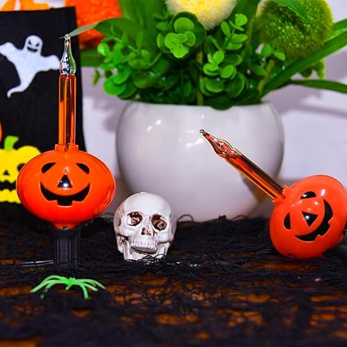 Miniatura 3 de PASUTO Cadena de luces de burbujas de calabaza de Halloween, 7 pies, linterna de Halloween vintage con 7 luces de burbujas líquidas naranjas, luces