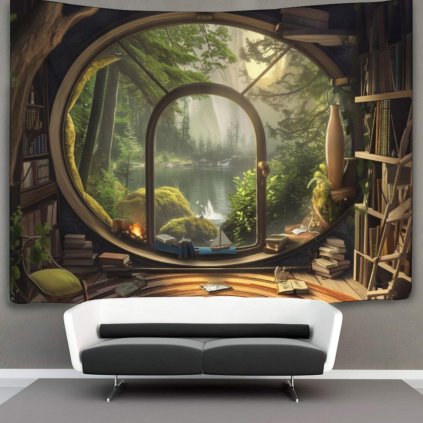 kaiyun 130cmx150cm Tapestry Jungle Cabins Tapestries Bio Buildings 3D Printing Wall Hanging Home Decorations