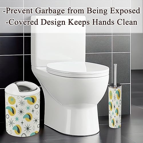 Miniatura 3 de Juego de 6 accesorios de baño, diseño moderno de mediados de siglo, sin costuras, estilo vintage, de los años 50, ciencia atómica, soporte para