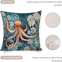 Vista 53 de Funda de cojín de pulpo costero para exteriores, decoración moderna de 18 x 18 pulgadas, decoración náutica costera de playa, casa, vida marina