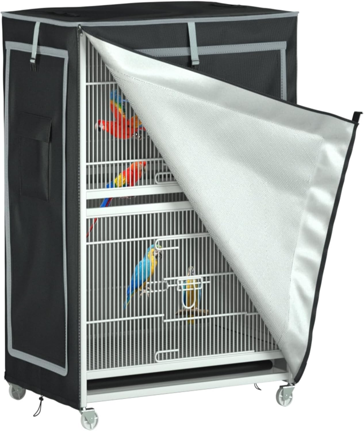 Bird Cage Cover - 600D Bird Cage Covers for Night Heavy Duty & Waterproof,Bird Cage Covers for Night, Good Night Bird Cage Covers for Large Bird Cage，Size 21 x 21x 29 Inch