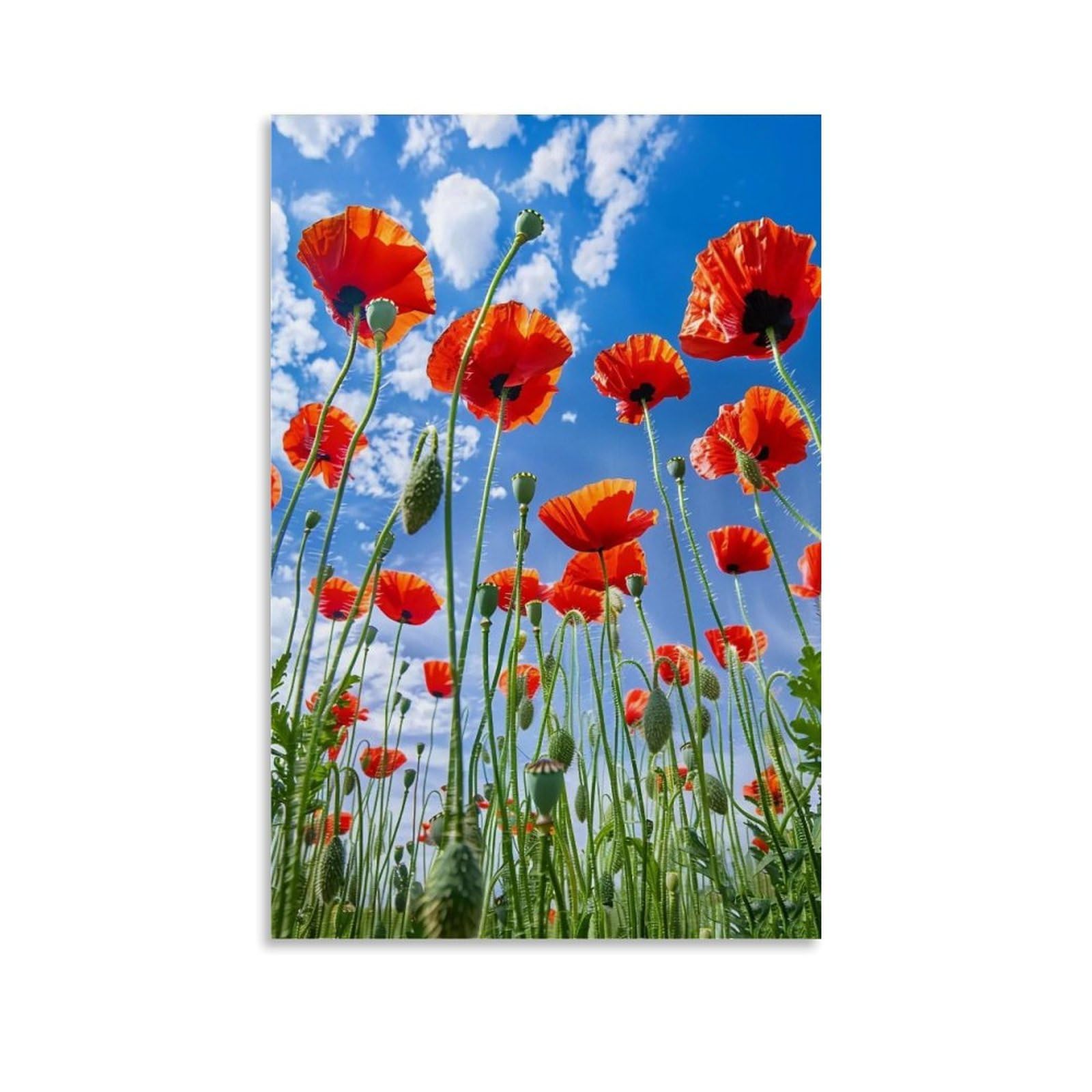 Hueryryhy Unframe-Style 24X36inch Vibrant Red Poppies Framing Golden Hour Cloudscape 04 Poster Wall Art Canvas Vintage Aesthetic Painting Decor For Rooms 24X36inch Unframe-Style