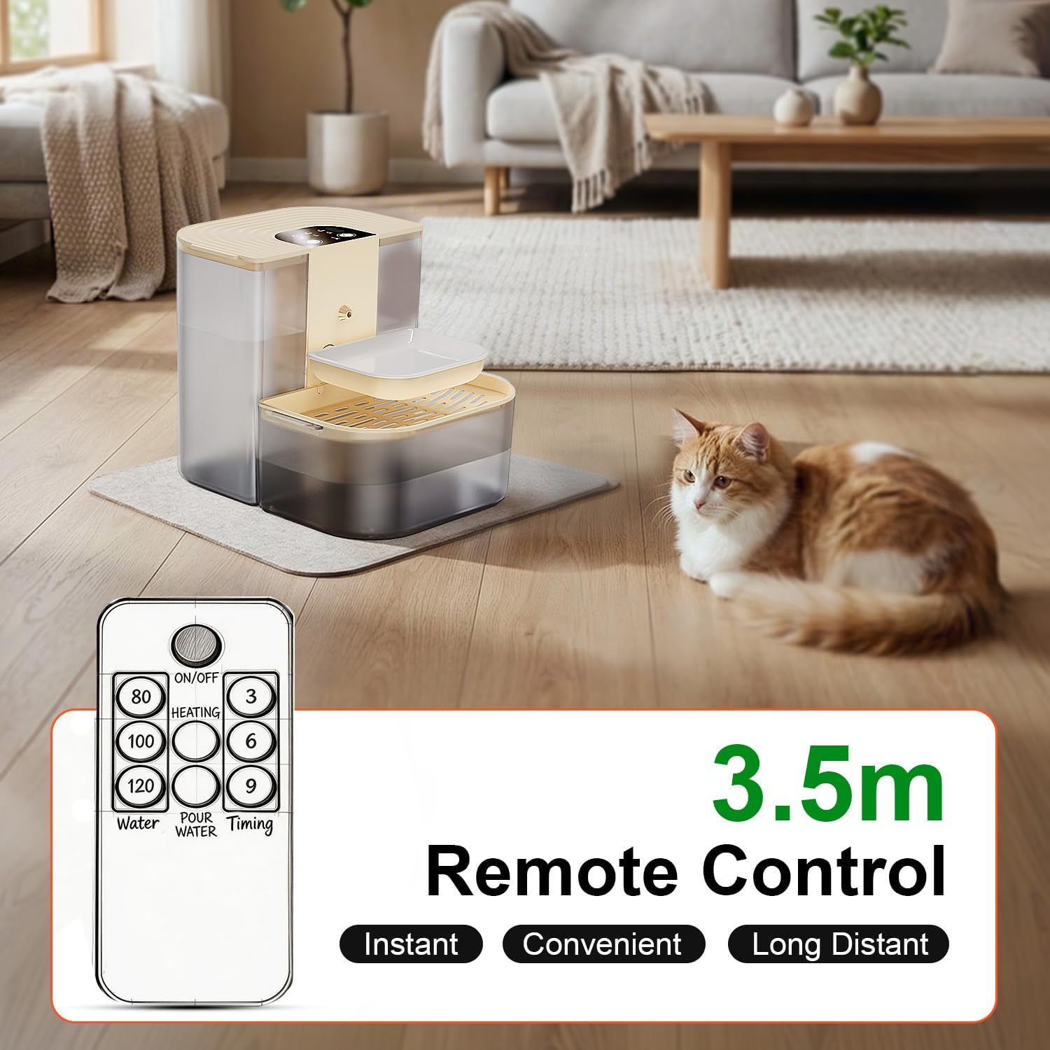 Dog Water Dispenser Indoor, 152oz/4.5L Large Cat Water Fountain with Remote Control, Silent Automatic Pet Drinking Fountain for Dogs and Cats, Fresh Water Bowl for Pets(Cream)