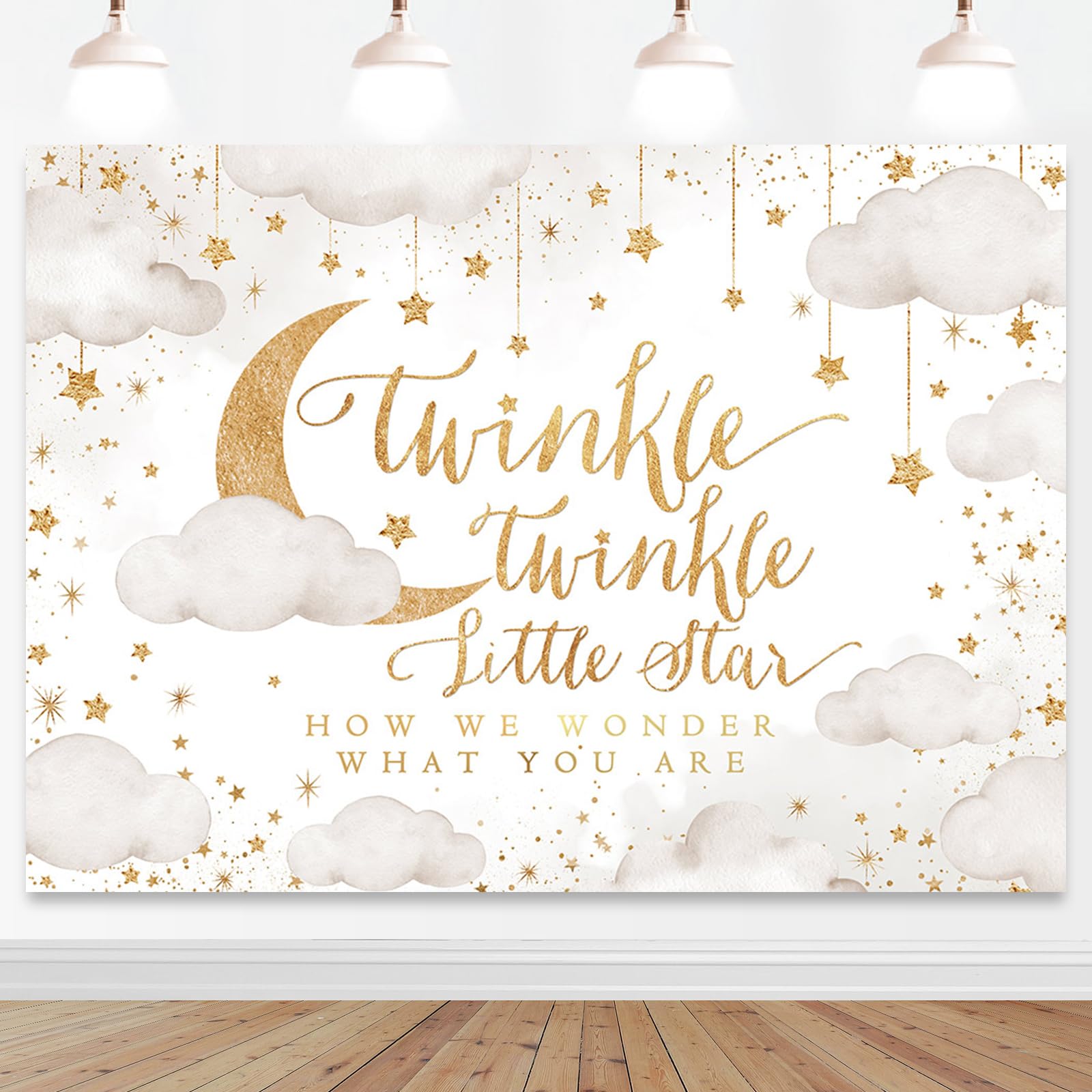 Mocsicka Twinkle Twinkle Little Star Backdrop 7x5ft Beige Gender Reveal Boy or Girl Party Background Decorations Cloud Moon Baby Shower Decorations