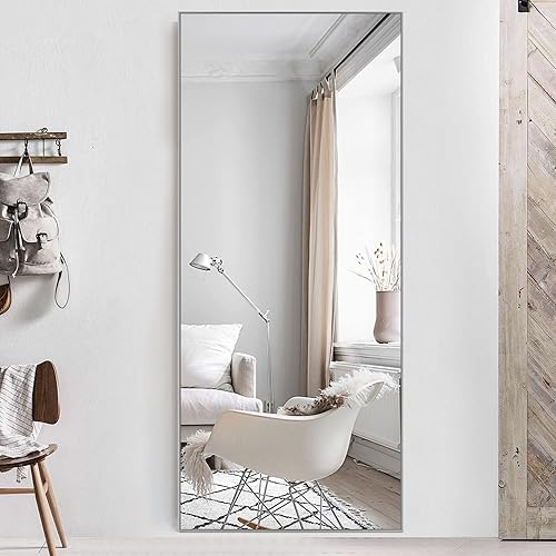 Miniatura 110 de NeuType - Espejo de cuerpo completo, espejo de pie de cuerpo completo, 64 x 21 pulgadas con soporte, espejo de pie para colgar o apoyar contra