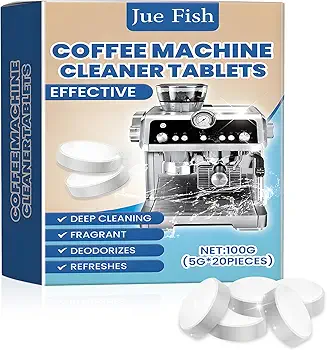 Pastillas Descalcificadoras Cafetera,20 Pastillas Limpieza Cafetera,Pastillas Limpiadoras,Elimina depósitos y los residuos grasos del café,Compatible con Todas las Marcas y Tipos de Cafeteras