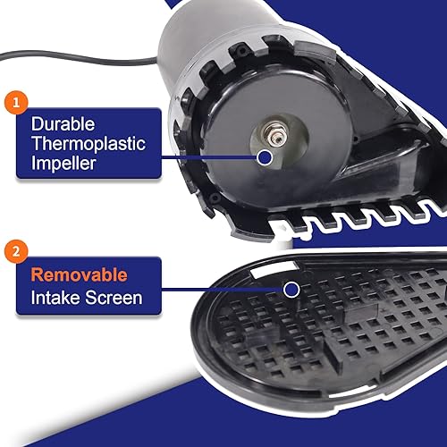 Miniatura 5 de WASSERMANN Bomba de agua sumergible de 12 HP, bomba termoplástica de utilidad de 3300 GPH, bomba eléctrica portátil de transferencia de sumidero