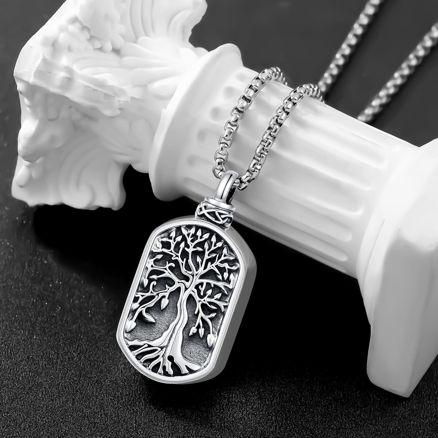 Aniu Cremation Jewelry for Ashes S925 Sterling Silver Urn Necklace Memorial Necklace for Human Ashes of Loved Ones Keepsake Locket Pendant for Men Women - Image 4