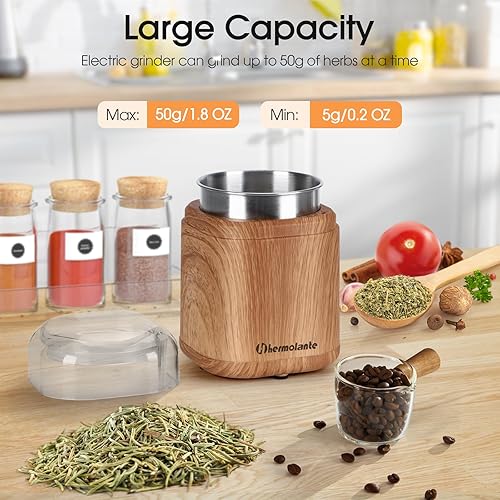 Miniatura 6 de Molinillo eléctrico de especias de 200 W, con hoja de acero inoxidable y cepillo de limpieza, molinillo eléctrico de tamaño compacto para hierbas y