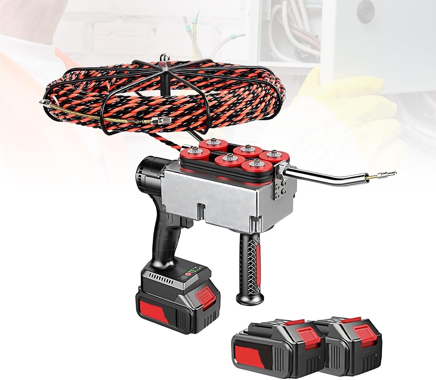 Electric Fish Tape Wire Puller, Wall Wiring Tool, Fast and Smooth 40m/Min Pulling velocity, Perfect for Electricians & Network Cabling Installations(15m)
