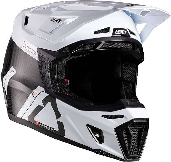 Leatt Helmet Kit Moto 9.5 Carbon with 6.5 Iriz Goggle & Helmet Bag |Off-Road and Dirt Bike Full Face Motorcycle Helmet | 360 Turbine Safety Technology | XL 61-62cm Carbon/White