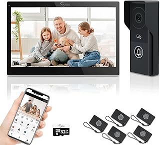 2-Draht-Video-Türsprechanlage mit 1080P-Kamera und 10-Zoll-Touch-Monitor, WiFi-Video-Türsprechanlage für Haus und Wohnung, automatischer Schnappschuss, Fernentriegelung, Tuya (White)
