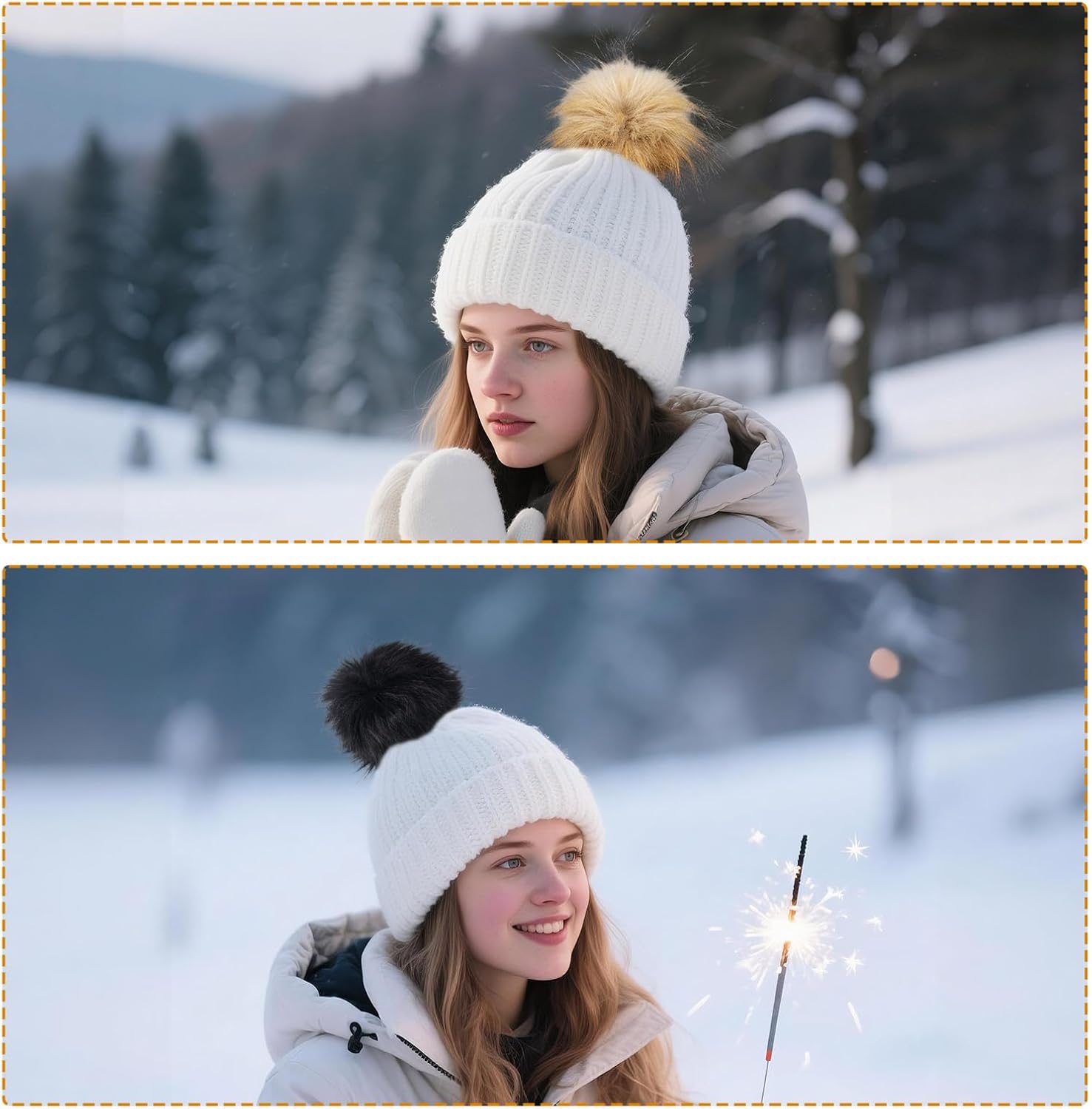 12pcs Pompoms for Knitted Hats, Diameter 3.94in/10cm 6 Colors Faux Fur Pom Poms with Snap Button for Crocheted Hat Shoes Scarves Bag Charms DIY Crafts Accessories - Image 7