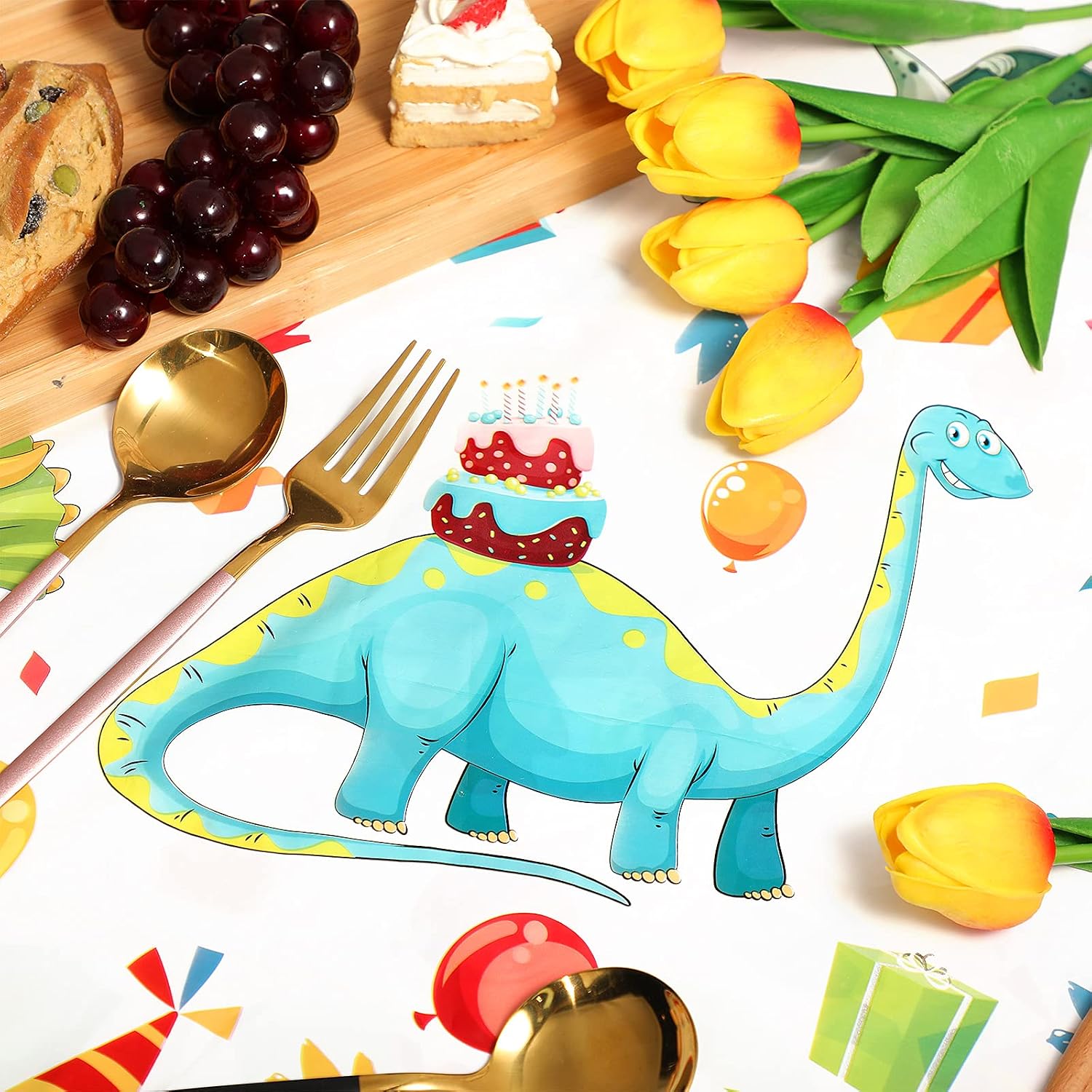 Tegeme 3 Pcs Dinosaur Table Cover Disposable Plastic Tablecloth Party image 5