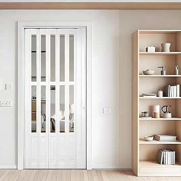 Accordion Door Sliding Door Accordion Door Folding Width 25.6 to 98.8 inches 65 to 250 cm, Height 70.9 to 82.7 inches 180 to 210 cm, Bathroom Folding Door, Entrance, Hallway, Grid Door