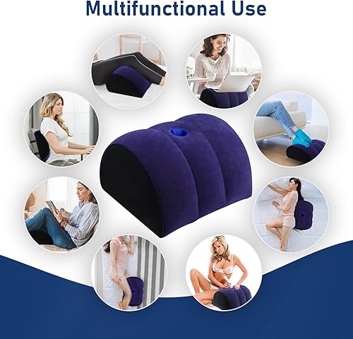 Miniatura 5 de TheClover Almohada inflable de media luna, cojín lumbar, multiusos ultraligero para arco debajo de la rodilla, para elevación de piernas, espalda,