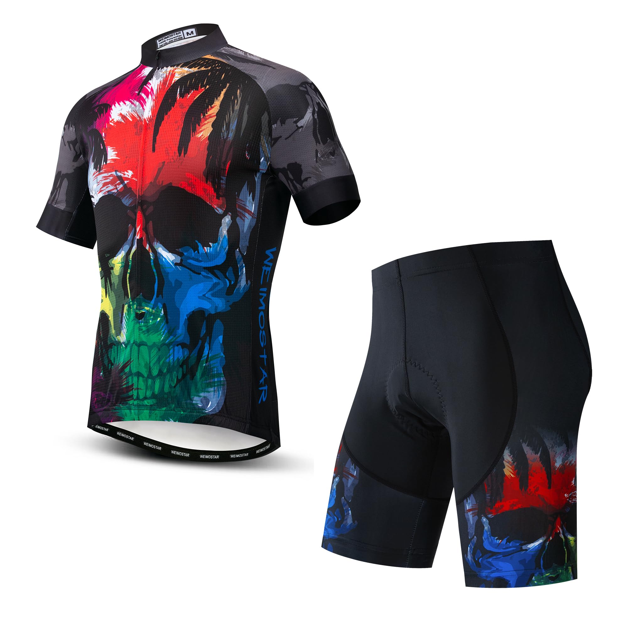 Hotlion Men's Cycling Jersey Sets Gel Pad Summer Bike Clothing Suit Breathable Bike Clothes with 3 Rear Pockets