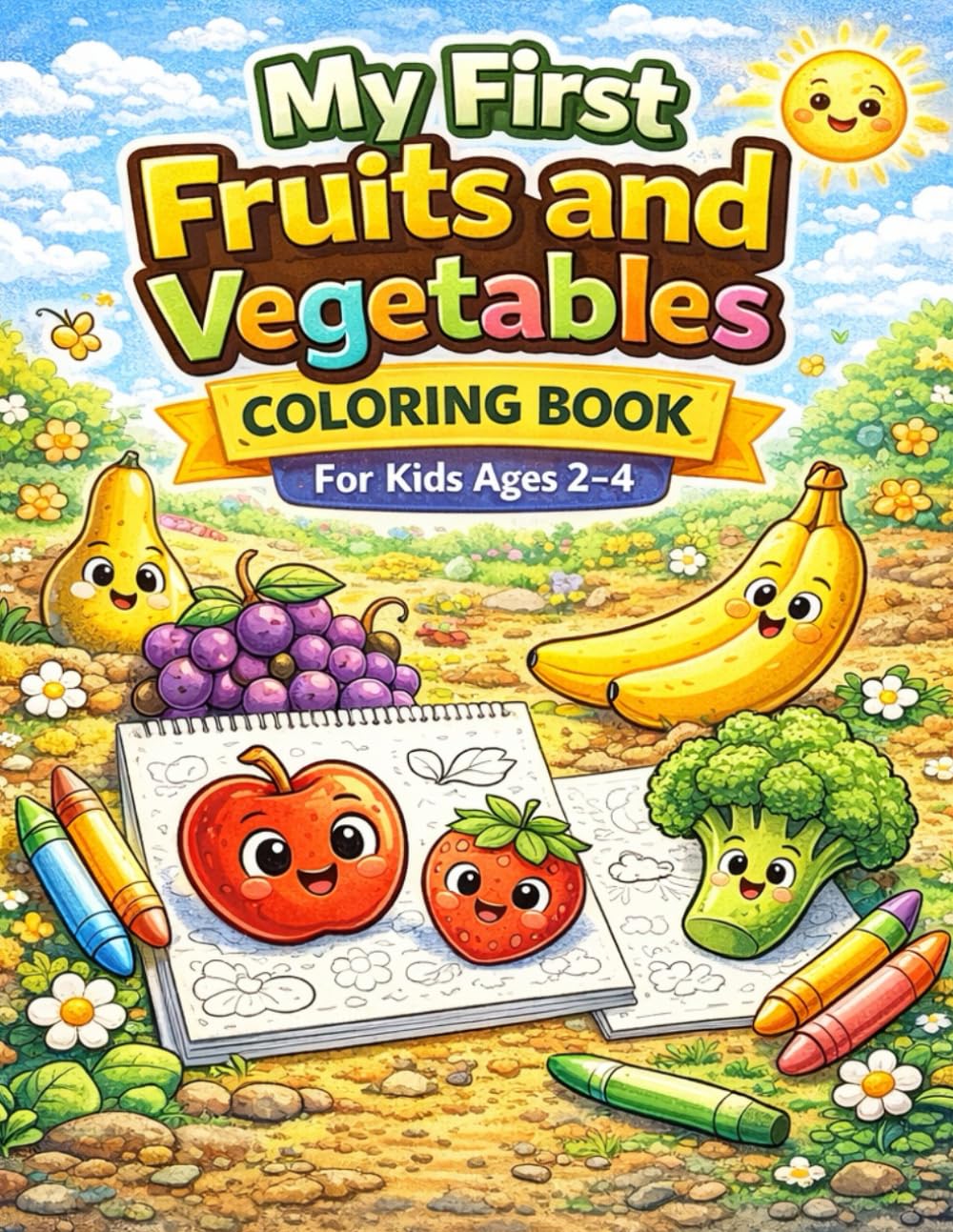 My First Fruits and Vegetables Coloring Book For Kids Ages 2-4