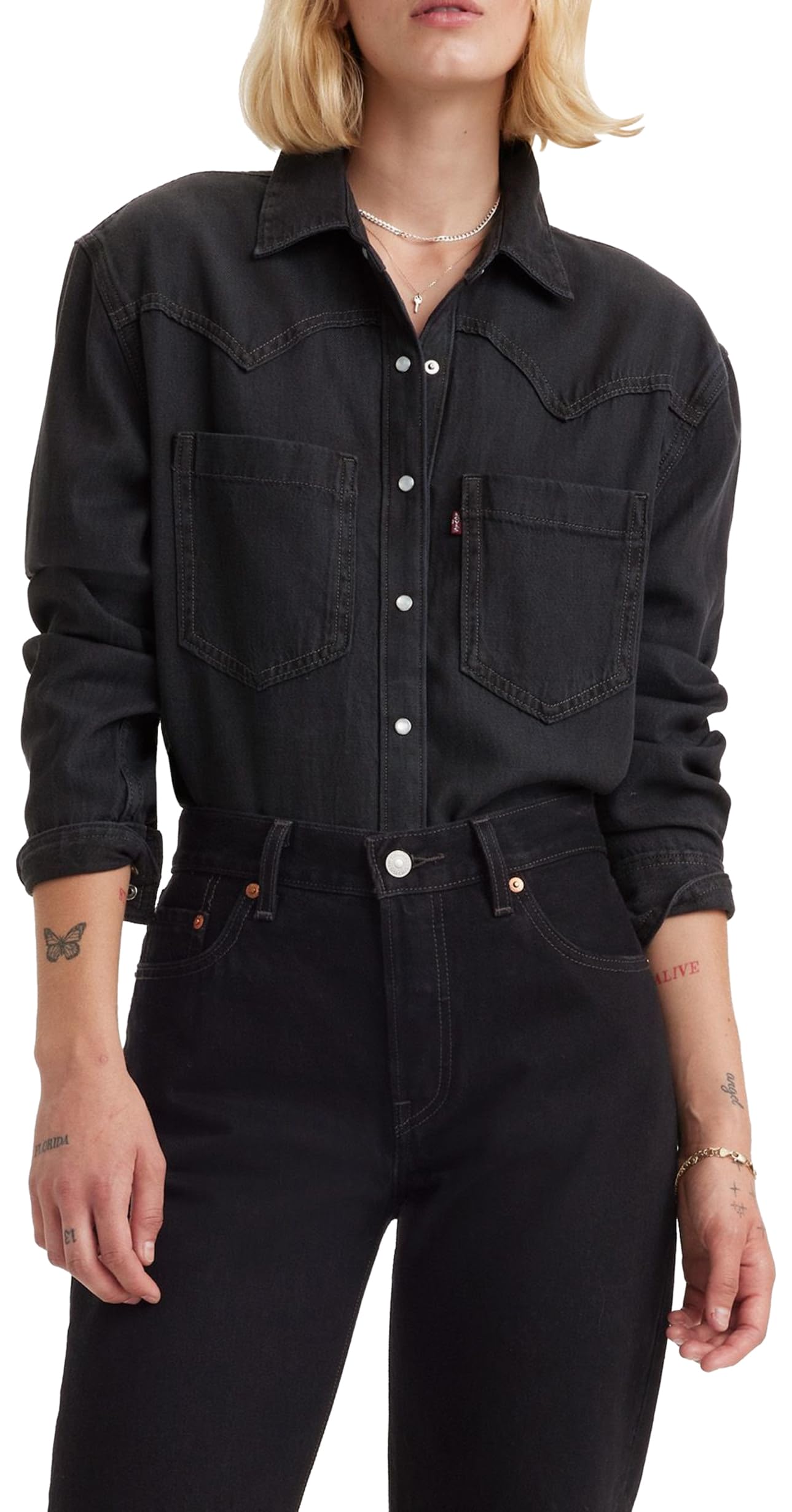 Levi's Women's Teodora Western Shirt, Dark Ages 2, XS