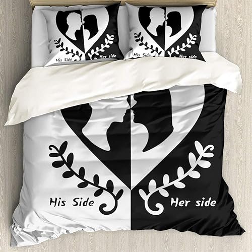 Miniatura 4 de BIGCARJOB Juego de funda de edredón de 3 piezas, tamaño individual, color blanco y negro (1 funda de edredón + 2 fundas de almohada), microfibra y