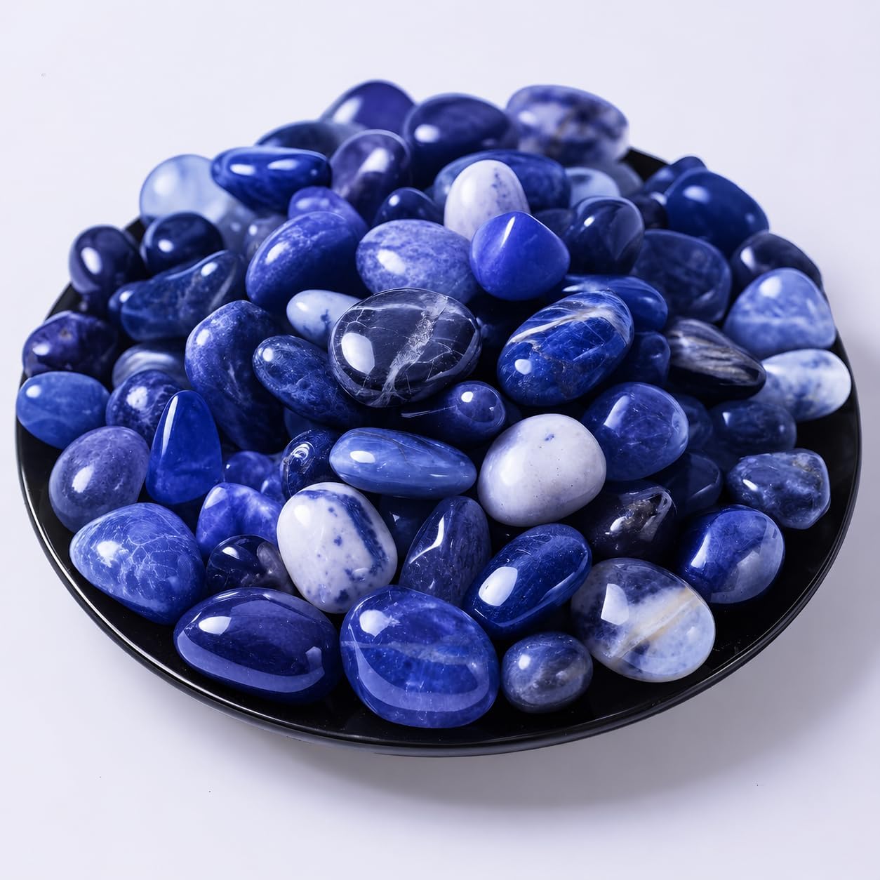 Polished Sodalite Crystals - 72 Pcs, 0.5" 10 oz Handpicked Natural Tumbled Gemstones Rocks, Pebbles for Reiki, Chakra, Healing Home Decor