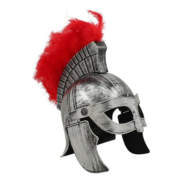 Carnavalife Casco Medieval de Espartano Griego con Ciruela roja, Disfraz Romano de Accesorios Antiguos