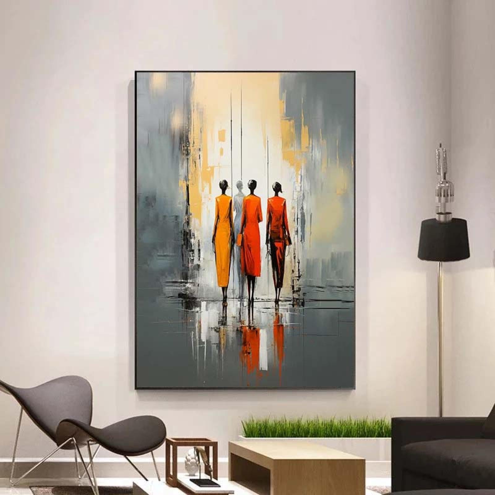 18meng Art Bilder Abstrakt Schwarze Person 200x100 cm Modern Leinwandbild Groß Wohnzimmer Schlafzimmer Büro Wandbilder Geometrie Kunstdruck Wanddeko Canvas Desing Bild auf Leinwand Ungerahmt