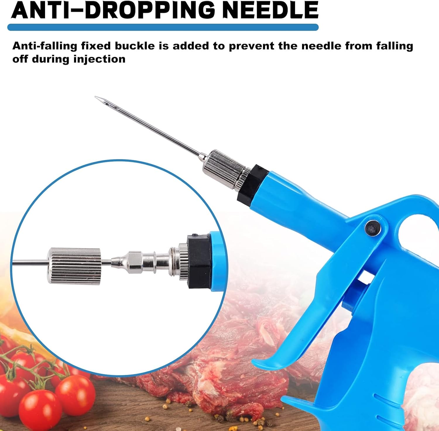 Meat Injector Gun Pump with Hose, 70W Electric Marinade Injector Automatic BBQ Meat Syringe w/ 10 Stainless Steel Four-hole Needles