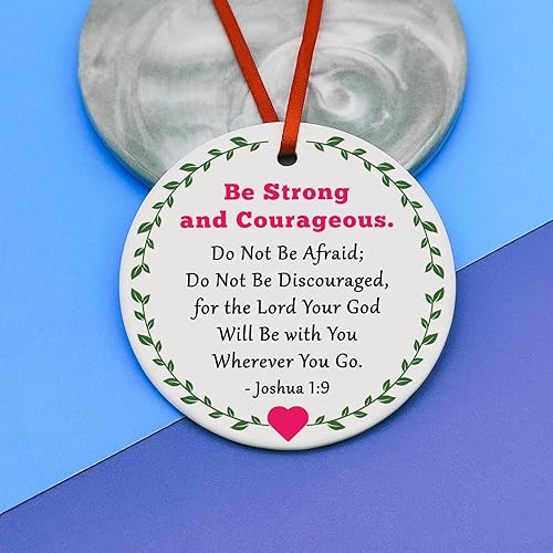 Vista 4 de Regalos de aliento cristiano para mujeres y hombres, adorno de Navidad, regalo inspirador de versículo bíblico, regalo de bautismo Josué 1:9 para Sé