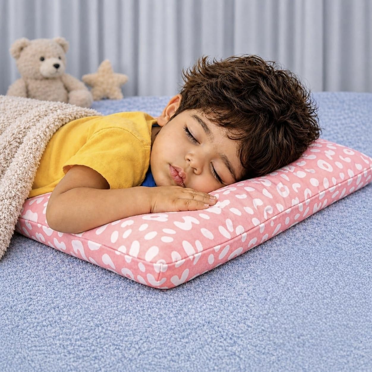 ORKAKIDS Luxury Orthopedic Memory Foam Kids Pillow for 3–10 Years | 3D Ergonomic Neck Support | Pressure Relief | Anti-Flat Head | Ultra Soft Breathable Comfort Alphabet & Numbers Play Theme-picture-35
